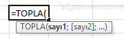 Eşittir ile başlarken Fonksiyon Yapısı
