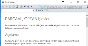 Excel Parça Al Yardım Ekranı-1