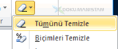 Excel Veri Tipini Temizlemek için Biçimlerini Temizle