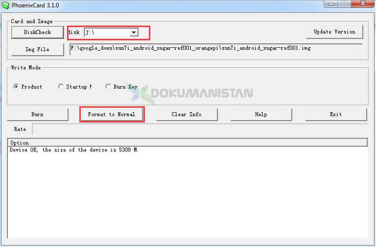 PhoenixCard Disk Format to Normal