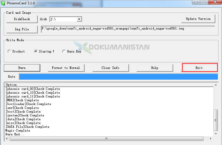 PhoenixCard Disk Startup Burn Exit