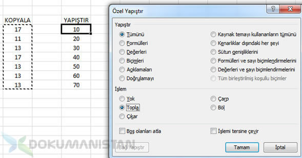 Toplayarak Yapıştır