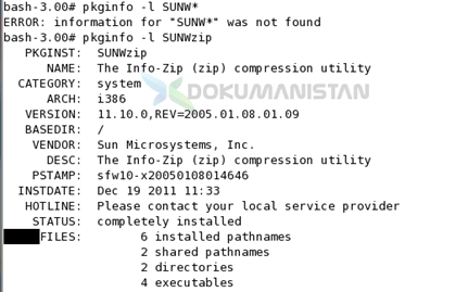 pkginfo -l SUNW*