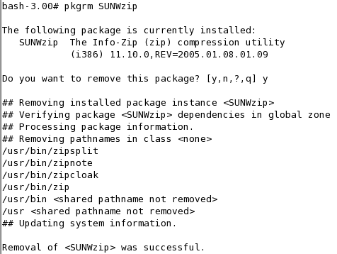 pkgrm SUNzip