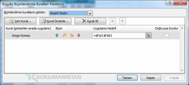 Koşullu Biçimlendirme Kuralları Yöneticisi