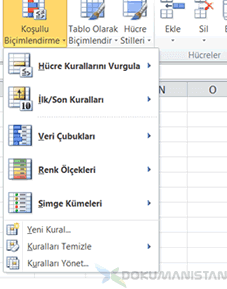 Koşullu Biçimlendirme Menü