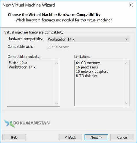 Choose the Virtual Machine Hardware Compatibity