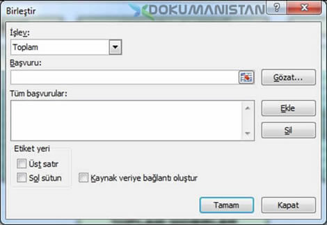 Excel Veri Birleştir Daha Consolide Özellikleri