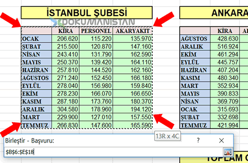 Excel Veri Birleştir Daha Consolide Seçim Yapma