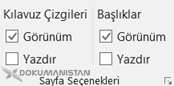 Sayfa Seçenekleri – Sheet Options