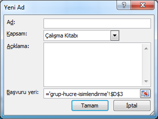 Ad Tanımlama - Yeni Ad Menüsü