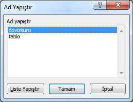 Ad Yapıştır Menüsü