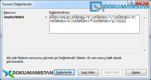 Formül Değerlendir Değerlendir Butonu 2. Adımı