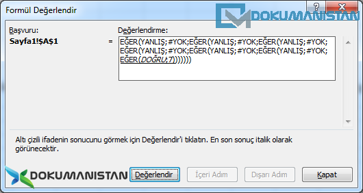 Formül Değerlendir Değerlendir Butonu 3. Adımı