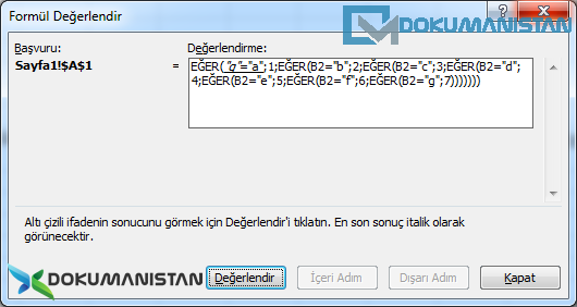 Formül Değerlendir - Değerlendir Butonu İşlemi