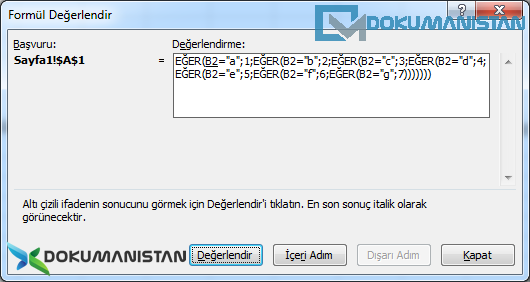 Formülü Değerlendir Ekranı