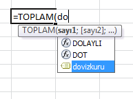 Formül Yazarken Ad tanımlama çıkması