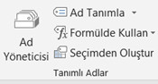 Tanımlı Adlar Sekmesi Bölümü
