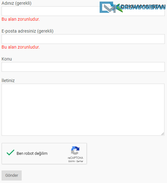 Web Form Veri Doğwulama Örnek