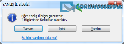 Veri Doğrulama BILGI Hata Uyarısı Mesajı