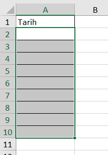 Veri Doğrulama Tarih Verisi Hücre Seç