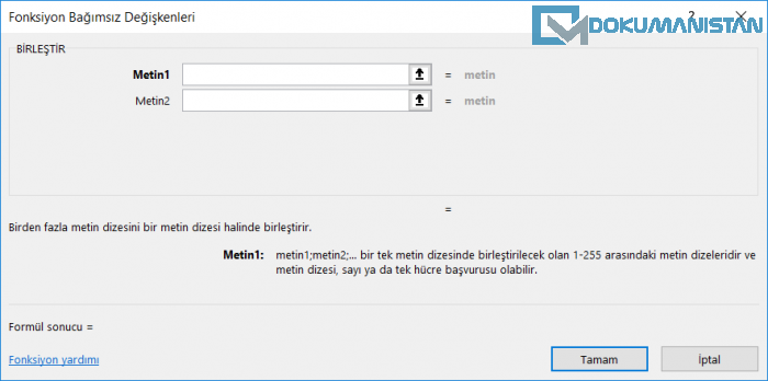 BİRLEŞTİR Fonksiyonu (CONCATENATE Function)