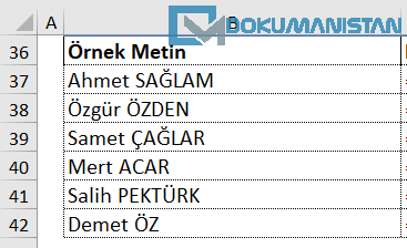 Hücrede Birleşik Ad Soyad alanından SOYADInı Alma
