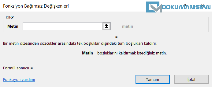 Excel KIRP Fonksiyopnu