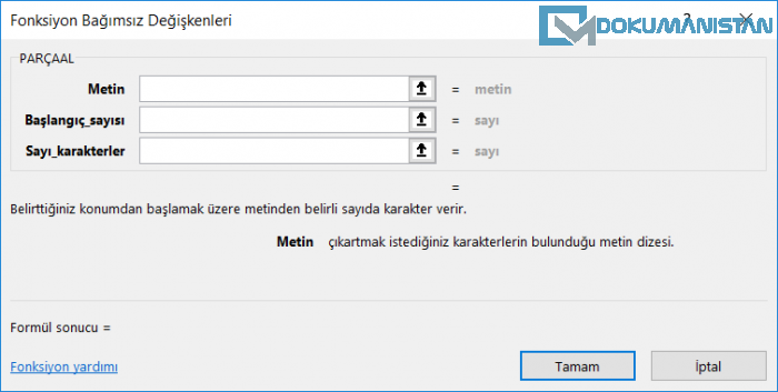 PARÇAAL Fonksiyonu (MID Function)