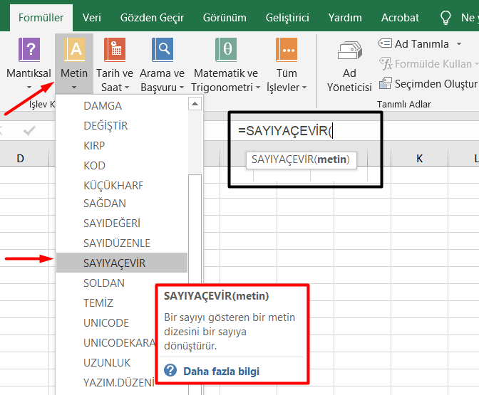 SAYIYAÇEVİR Fonksiyonu
