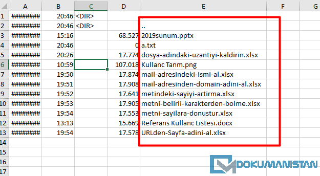 XMS Çıkan Liste Excelden Kopyala