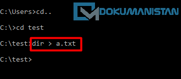 CMD dir slas txt dosyasındaki Yazdırma