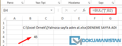 BUL Fonksiyonu ile Konumu