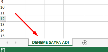 Excel Sayfa Adı