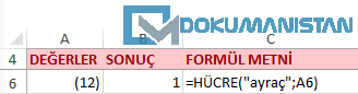 Hücre Fonksiyonu Ayraç