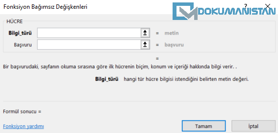 Hücre Fonksiyonu Parametreleri