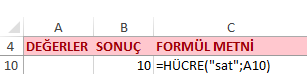 Hücre Fonksiyonu Satır