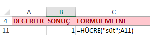 Hücre Fonksiyonu Sütun