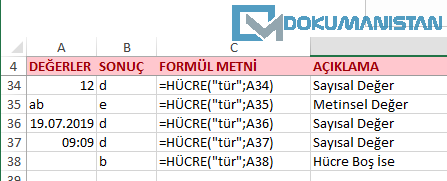 Hücre Fonksiyonu Tür