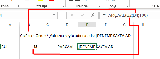 PARÇAAL Fonksiyonu ile Değerleri Alma