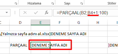 PARÇAAL Fonksiyonuna bir İlave Et