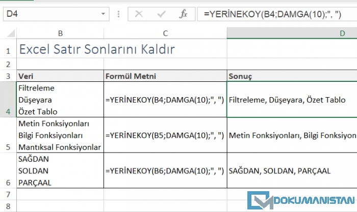 Excel Satr Sonu Listesi