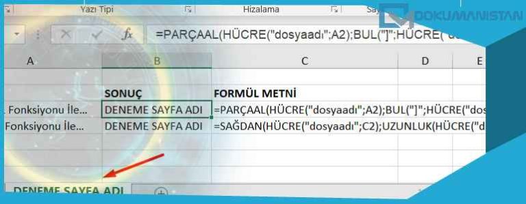 Excel Sayfa Adını Al