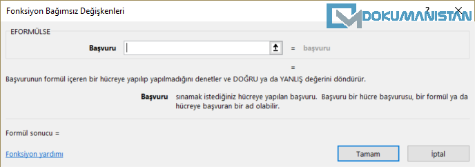 EFORMÜLSE Fonksiyon Parametreleri