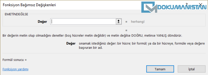EMETİNDEĞİLSE Fonksiyon Parametreleri