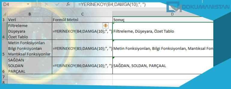 Excelde Satır Sonu Karakterini Kaldır