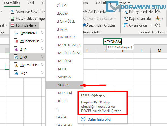 EYOKSA Fonksiyonu Nerede?