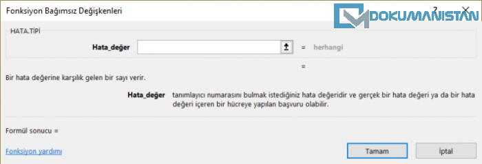 HATA.TİPİ Fonksiyon Parametreleri