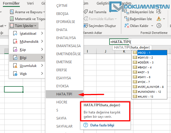 HATA.TİPİ Fonksiyonu Nerede?