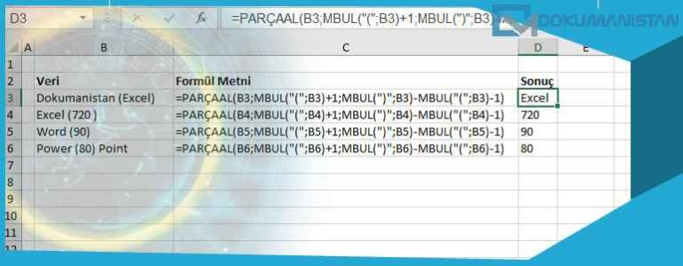 Excel Hücresindeki Parantez İçi Metni Ayıkla